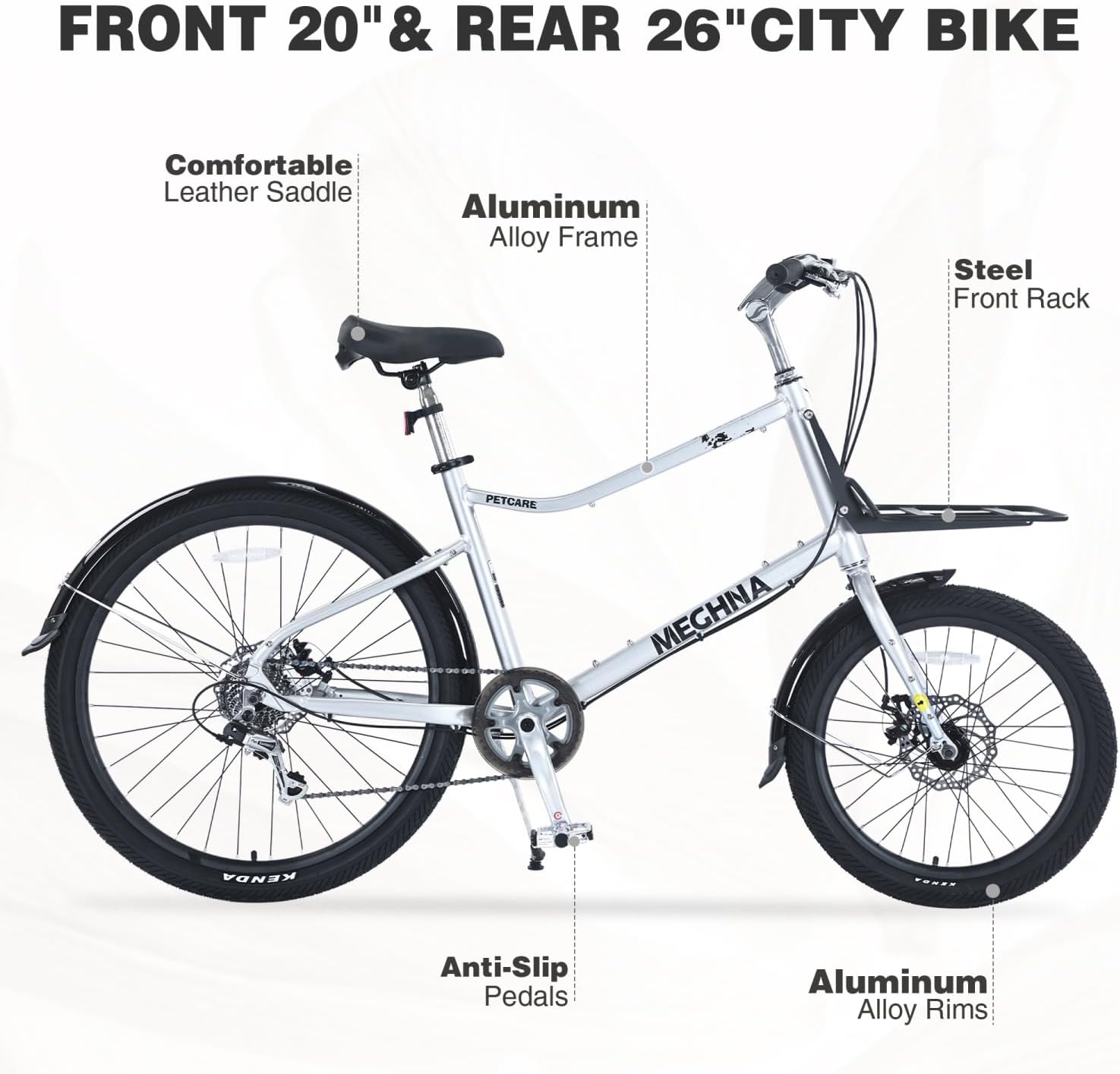 7 Speed Aluminum Alloy Frame Silver 7-Speed Shifter and Derailleur Commuter Leisure Versatile