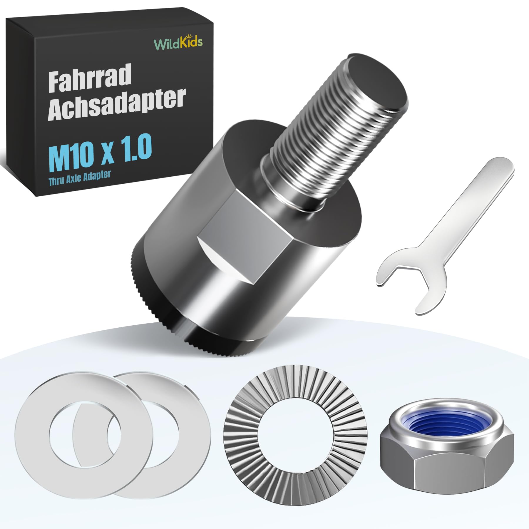 WildKids Fahrrad-Achsenadapter – Universeller Achsenadapter mit rutschfester Verzahnung für Fahrradanhänger-Kupplung, passend für die meisten Fahrradanhänger
