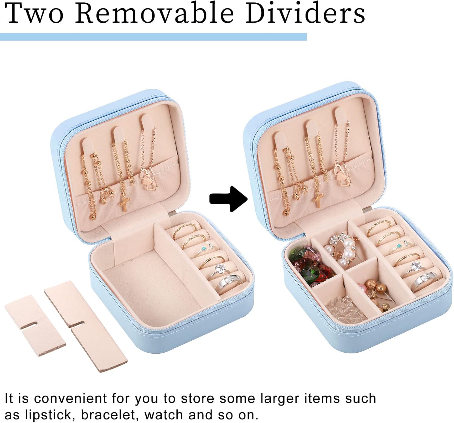 Small Travel Jewelry PU Leather Boxes Bulk Bridesmaid Proposal Gift Boxes Portable Jewelry Case Organizer for Women(Light Blue,12 Pcs)