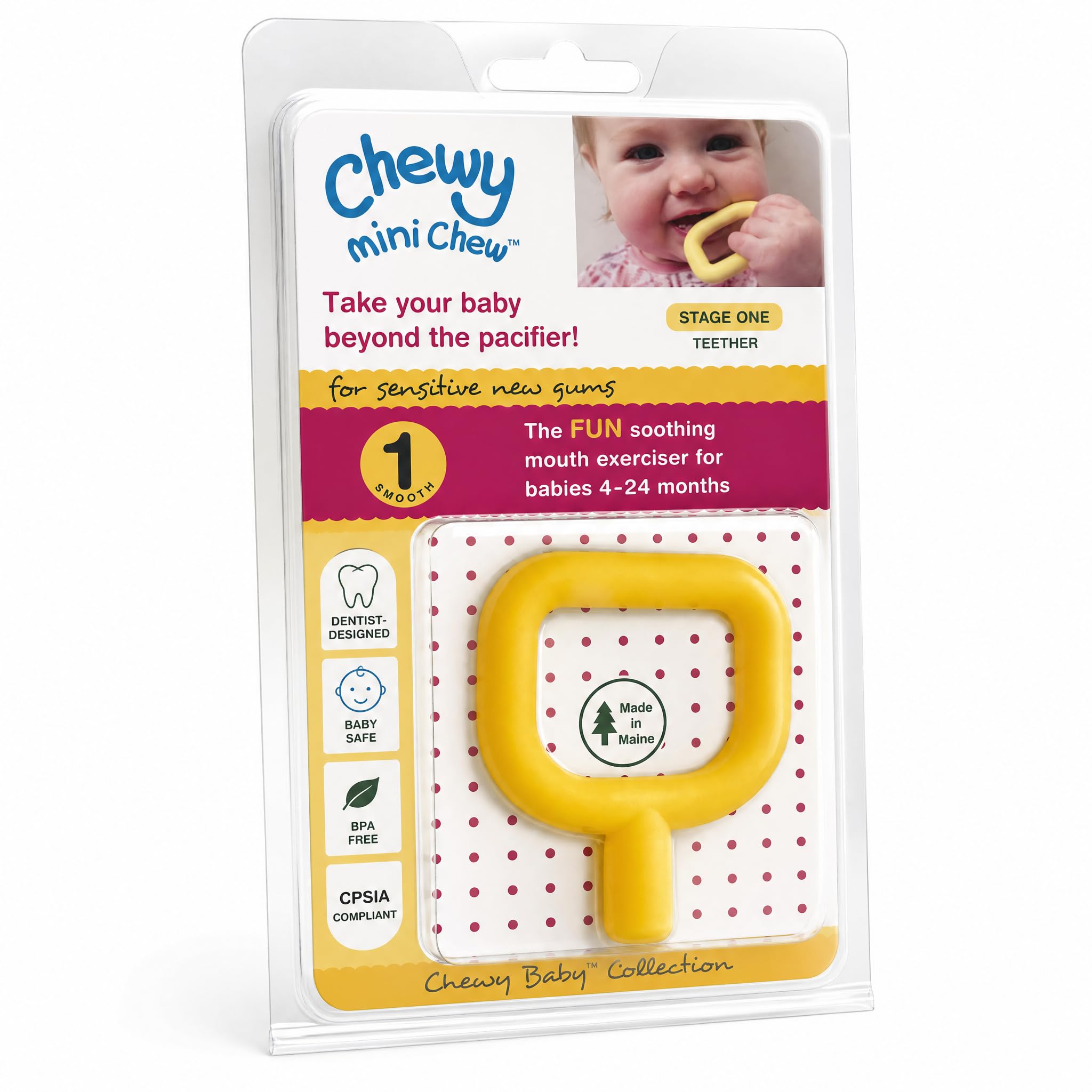 Chewy Tubes Mini Chew Smooth Oral Motor Tool, Latexfrei (Gelb)
