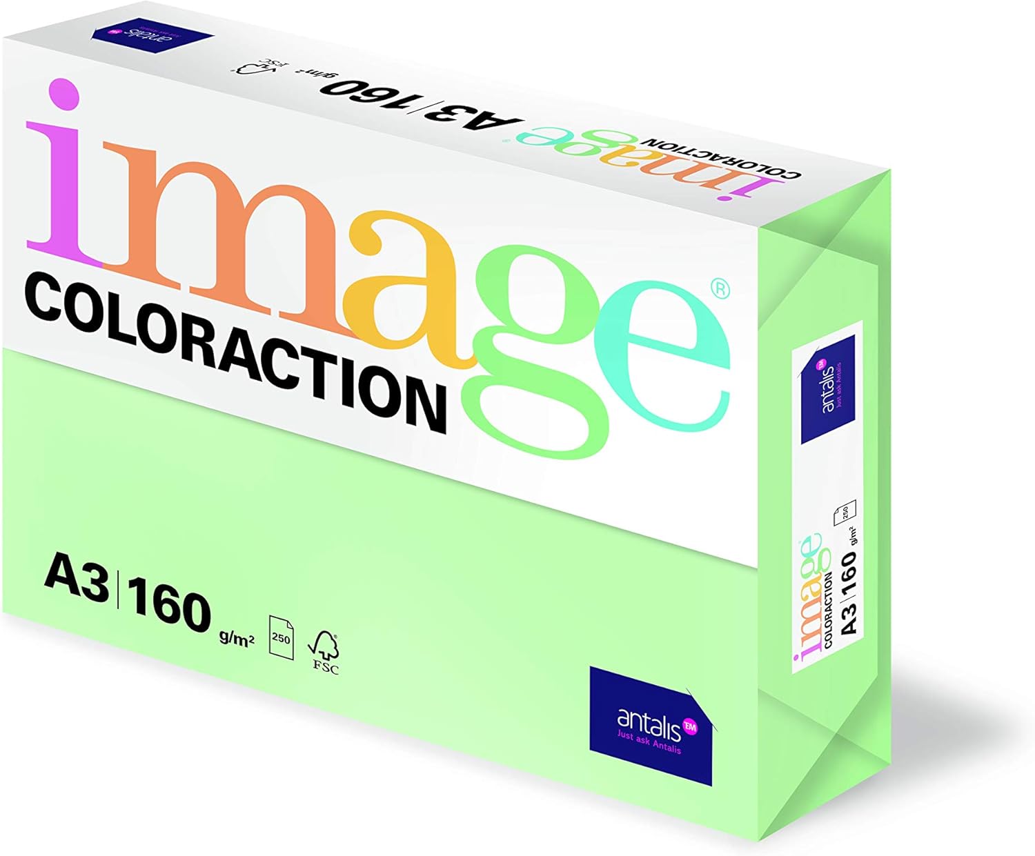 Image Coloraction 302223 Coloured Paper 250 Sheets A3 BB, Wood ECF Paper 160 g/m², 420 mm x 297 mm, Forest/Green - Image 3