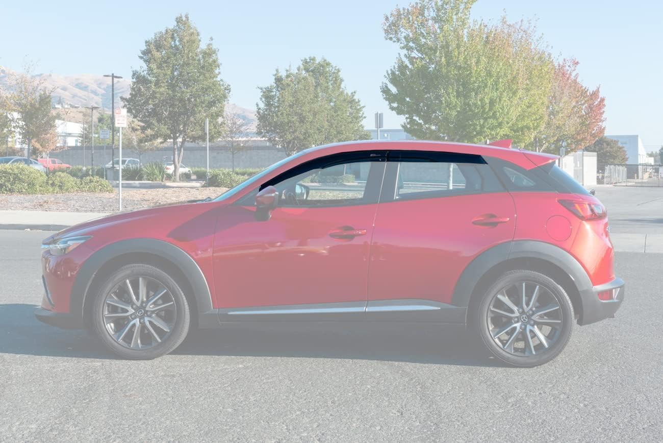 Extreme Online Store Replacement for 2016-2021 Mazda CX-3 | EOS Visors JDM Mugen Style Smoke Tinted Side Vents Rain Guard Window Deflectors