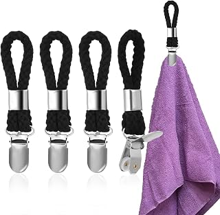 4 Pcs Towel Clips for Kitchen,Kitchen Towels Clips with Hanging Loop,Towel Hangers for Home Bathroom Cupboards Cloth Hanger Holder