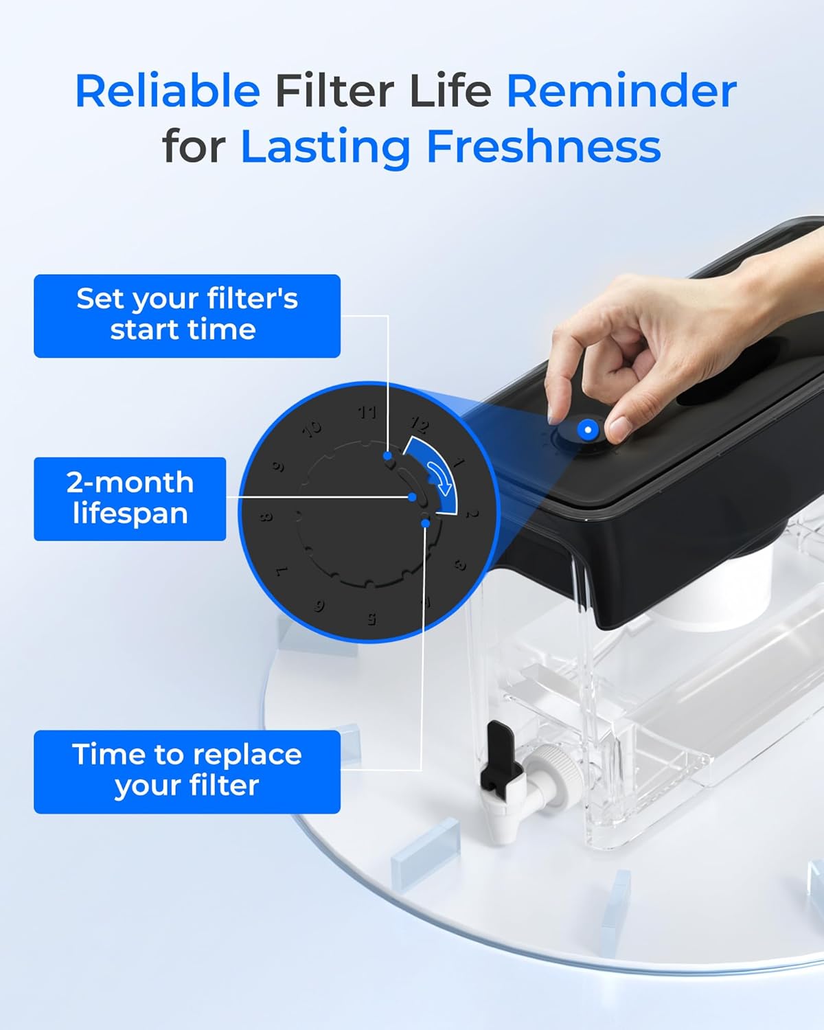 Waterdrop Fluoride-Reducing Replacement Filters for WD-WFD-02L, WD-WFD-02W Dispenser Filtration System, Reduces PFOA/PFOS, Last Up to 150 Gallon or 2 months, WD-PF-03B (1 Pack)