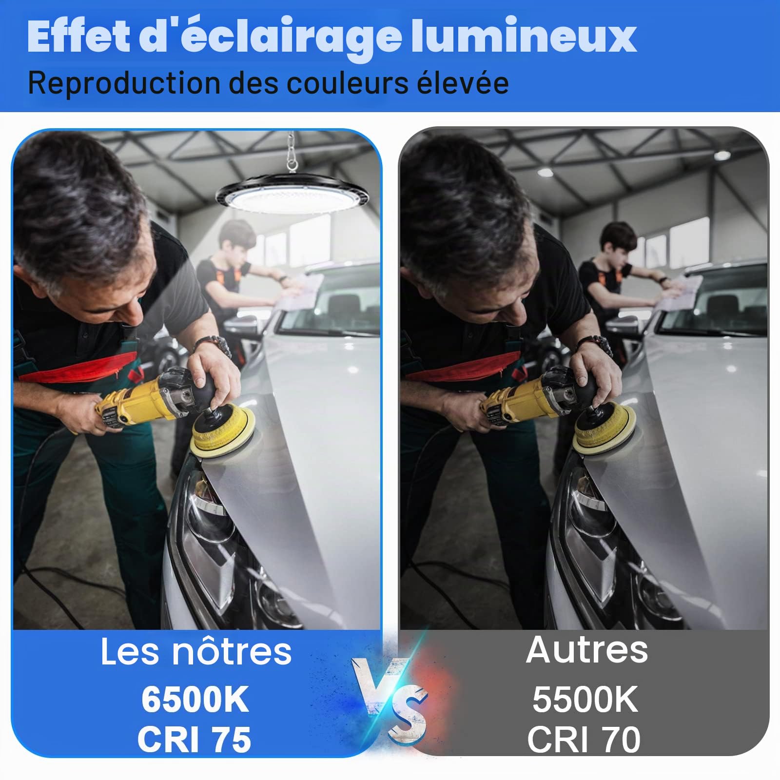 100W UFO LED High Bay lumière, éclairage de Magasin à LED avec 1 mètre chaîne, 10000LM 6500K, Projecteur LED Intérieur, éclairage de baie commerciale étanche IP65 pour entrepôt, garage (Paquet de 4)