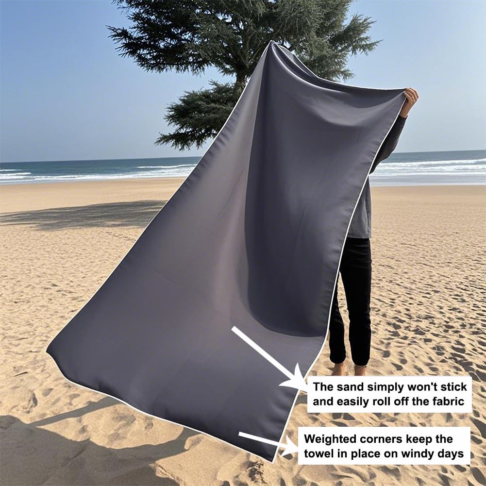 Magnet Towel, Outdoor Magnetic Bath Towel 30 x 75 in – Oversized Quick-Dry, Absorbent Sand-Resistant Beach Towel with Magnetic Closure for Camping, Yoga, Travel – Portable Changing Towel (Black)