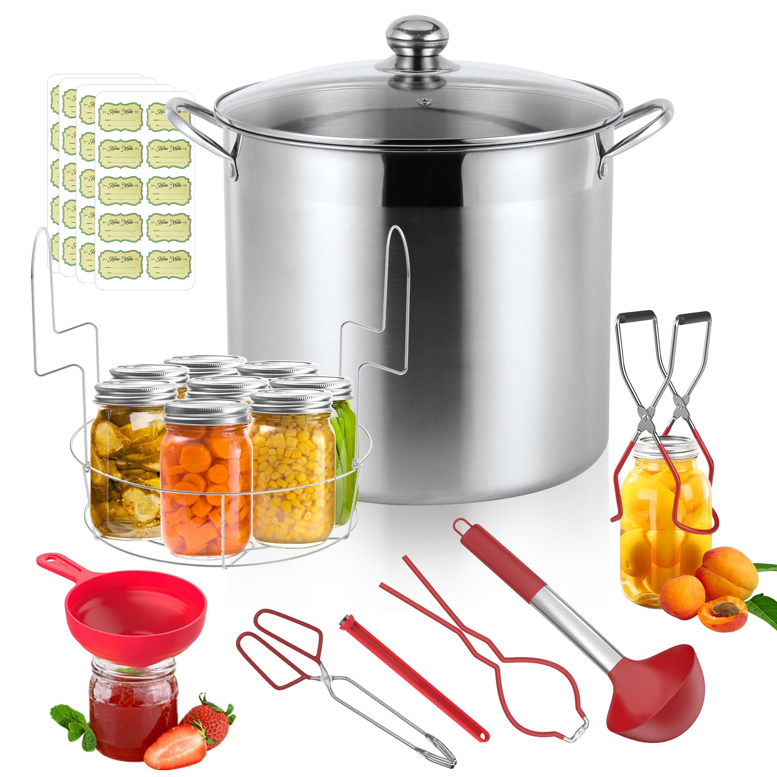 21.5 QT Stainless Steel Canning Pot with Lid, Rack & Canning Tools Set, Canning Supplies Kit Water Bath Canner for Beginner