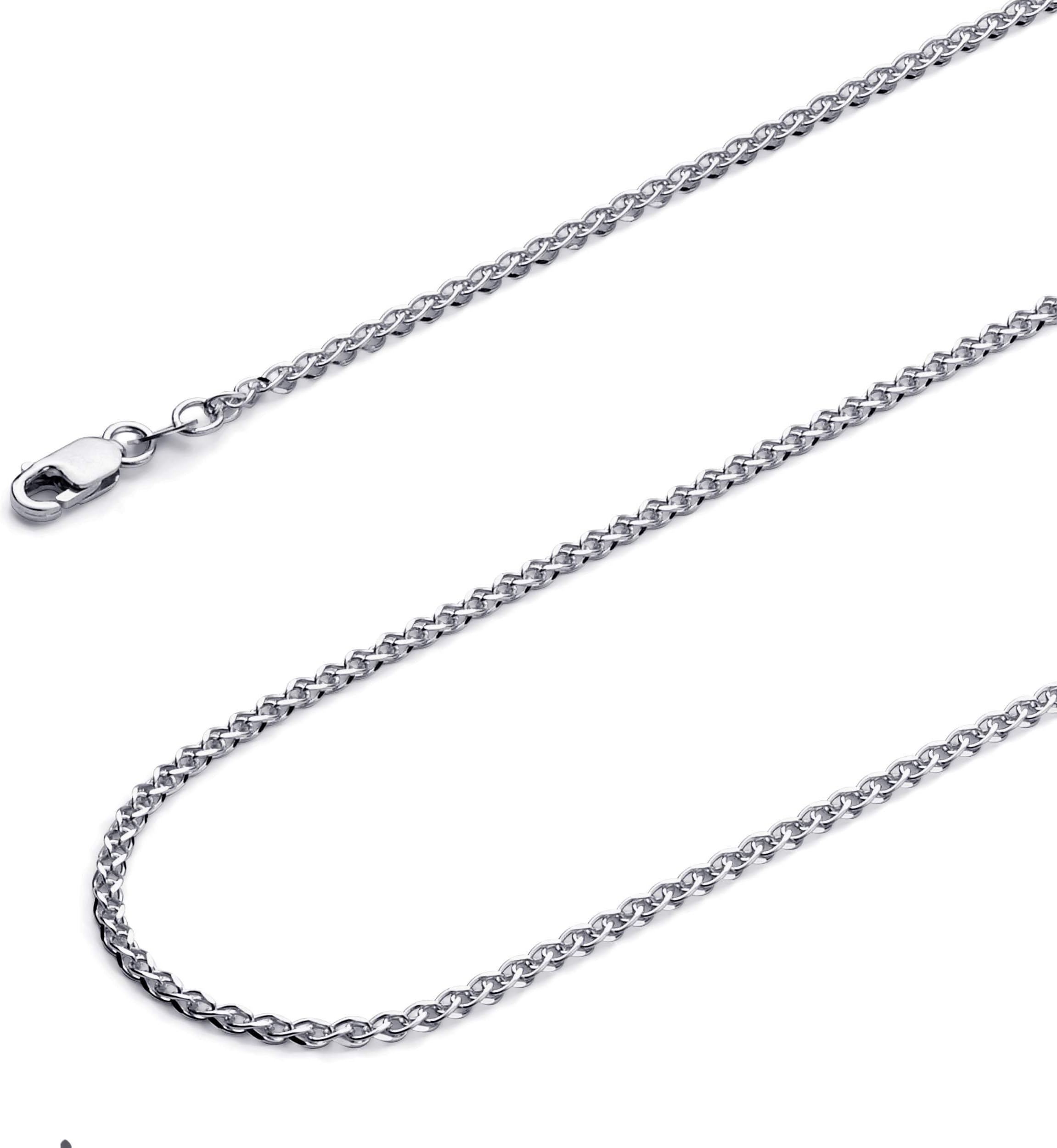 14k REAL Yellow/White/Rose Gold Solid 2mm, 1.7mm, 1.5mm, 1.2mm Flat Open wheat Chain Necklace with Lobster Claw Clasp