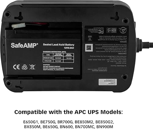 Miniatura 3 de UPS 9.5Ah, 12V Batería de repuesto RBC17 Compatible con modelos de UPS APC E650G1, BE750G, BR700G, BE850M2, BE850G2, BX850M, BE650G, BN600, BN700MC