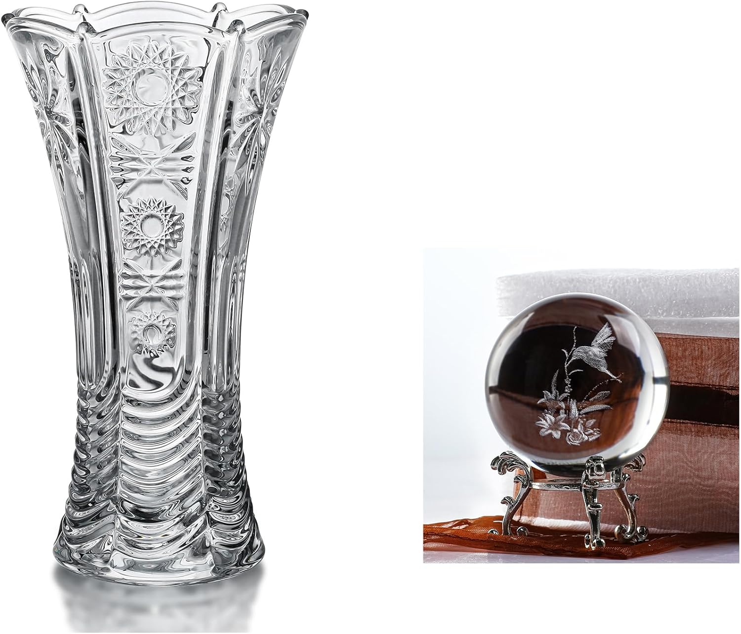 Large Clear Glass Vase for Flowers Crystal Flowers Vase for Centerpieces Office