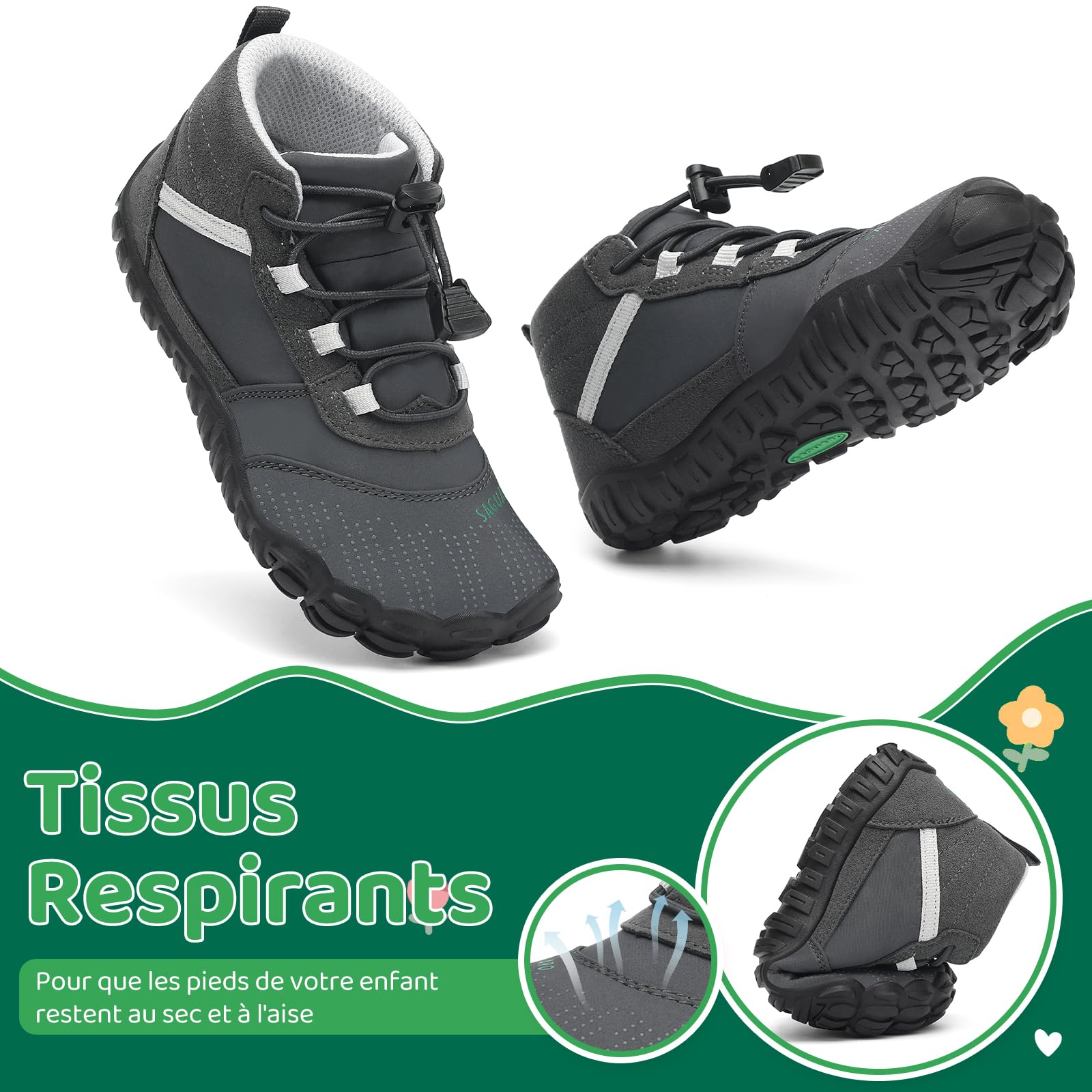 SAGUARO Chaussures de Trail Running Enfants Chaussures Minimalistes Barefoot Antidérapantes Léger Respirantes