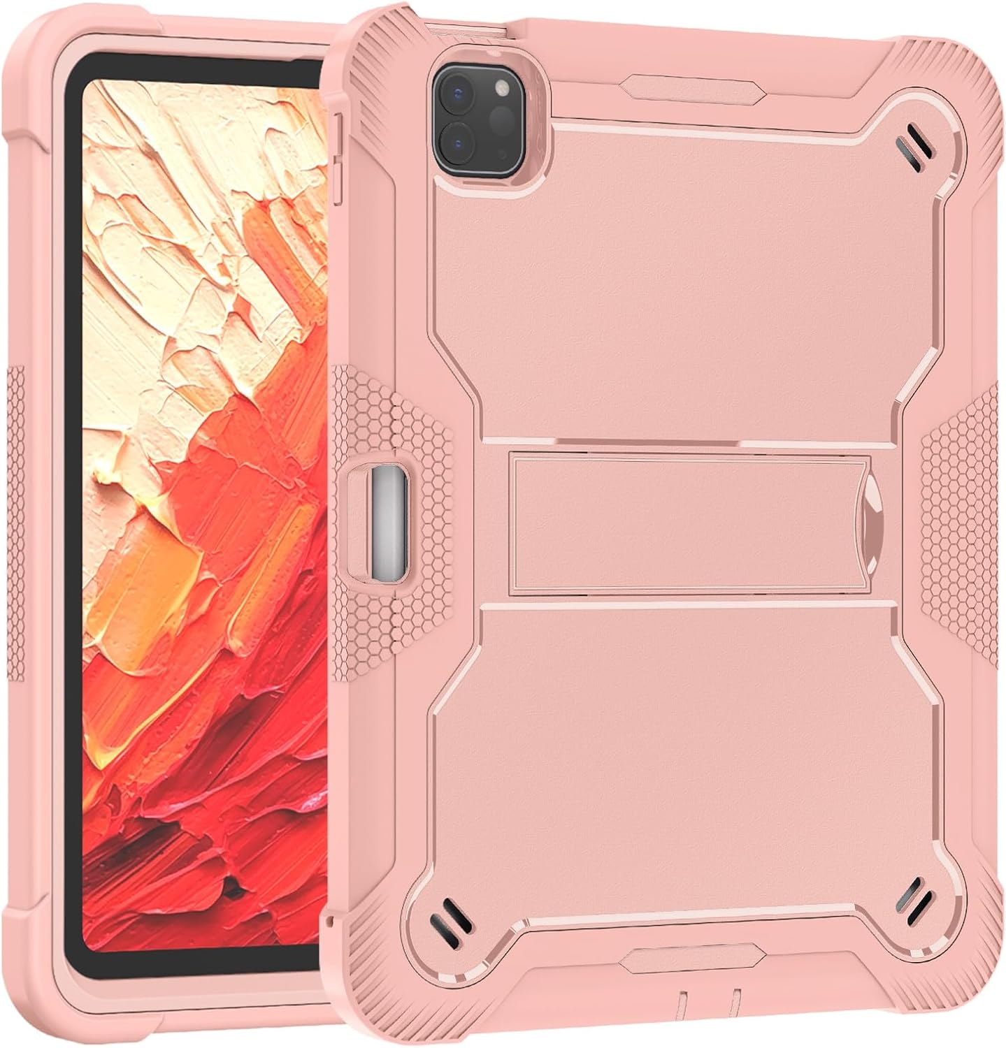 Tablet PC Bags Cases Sleeves Compatible with iPad Pro 11 2024 Protective Cover Rugged Stand Shockproof Protective Cover Suitable Compatible with iPad Pro 11 2024(Rose Gold)