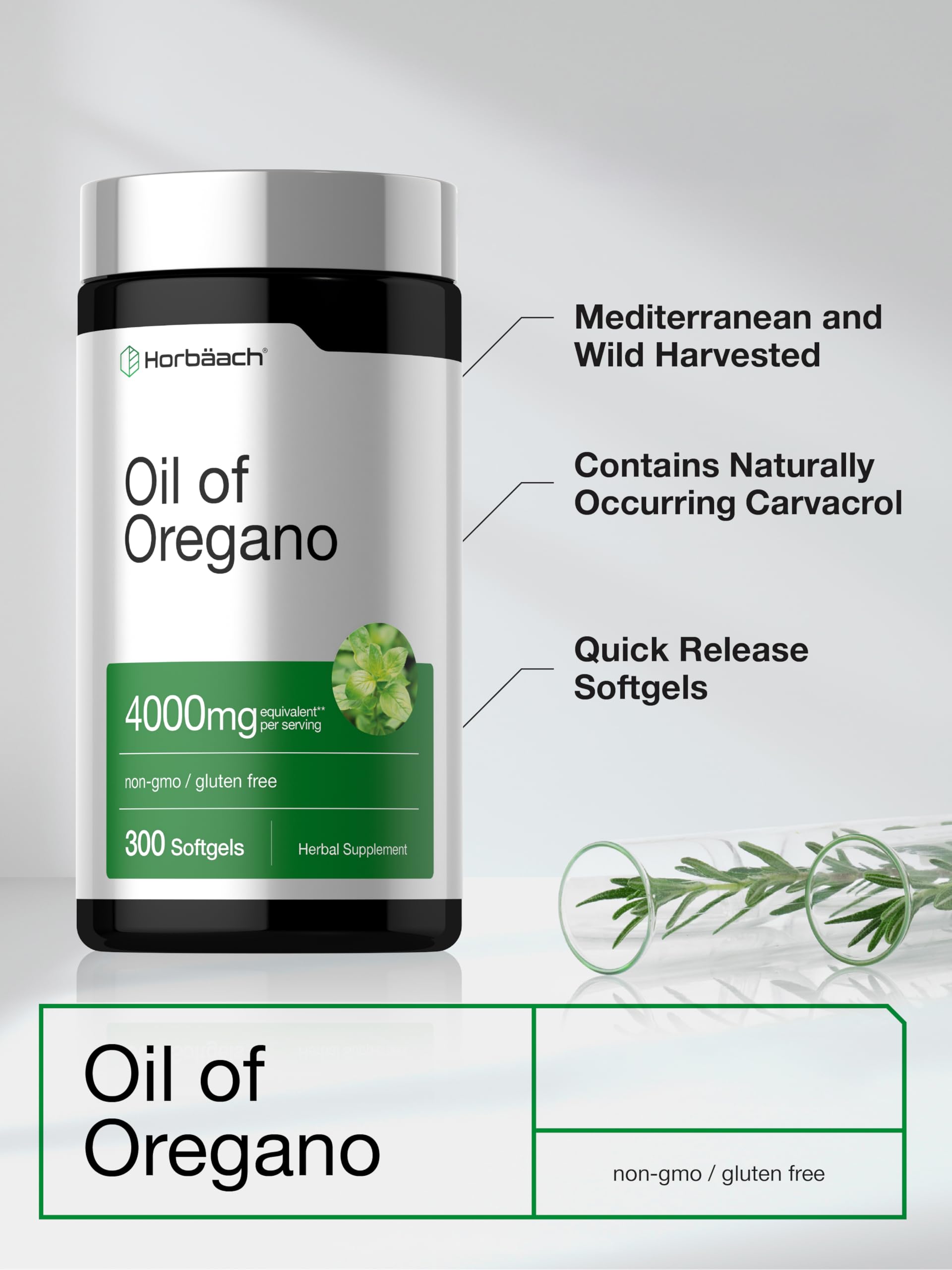 Horbäach Oregano Oil | 300 Softgel Capsules — Amazon image 4