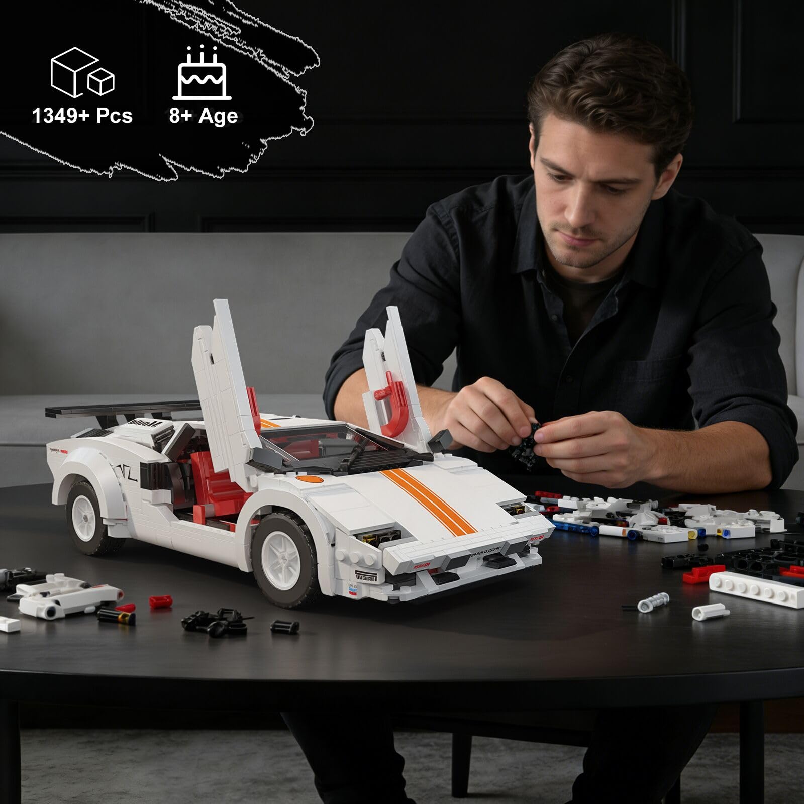 Mould King 10045 Modelo de bloques de construcción de coche deportivo, 1349 piezas, versión estática de coche, juego de construcción de coches de carreras, bloques de sujeción, juguetes para adultos