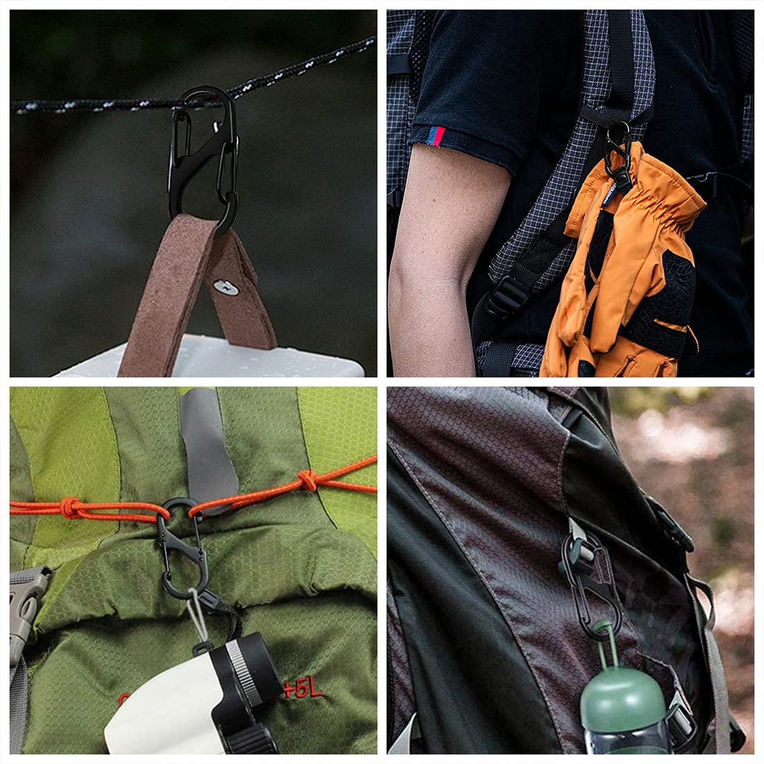 6 Moschettoni Piccoli Con Anello A D In Alluminio - Portachiavi Multicolori Per Escursionismo, Pesca, Campeggio E Viaggi - 4