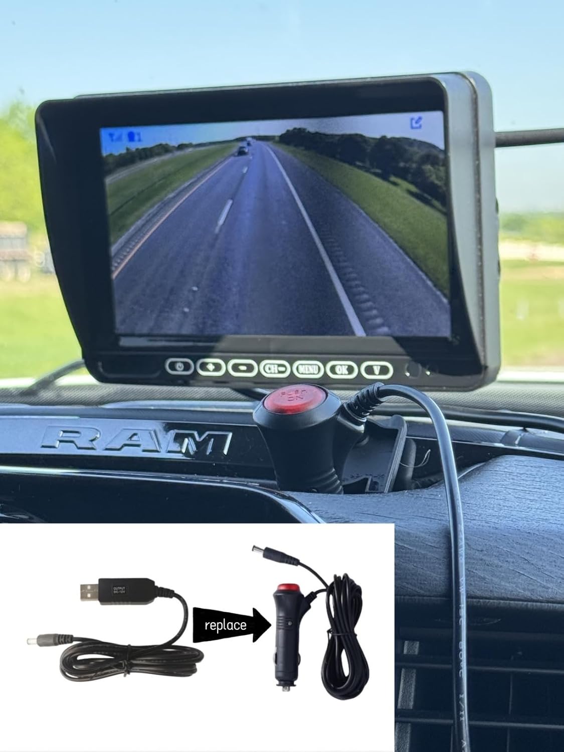 Backup Camera USB to DC Car Cord Cable Compatible with LeeKooLuu pemacom Yakry eRapta AMTIFO DOUXURY pemacom DoHonest FEISIKE DVKNM etc Rv Backup Camera（7FT）