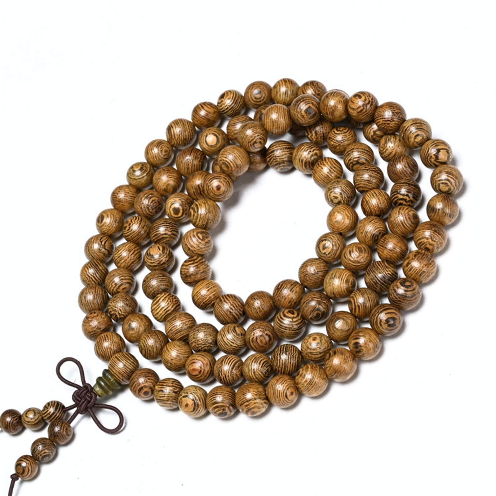 Bransoletka unisex z 108 naturalnych drewnianych koralików o średnicy 6 mm, Mala, naszyjnik z koralikami modlitewnymi, buddyjski różaniec, medytacja, joga, elastyczna, elastyczna bransoletka z natur