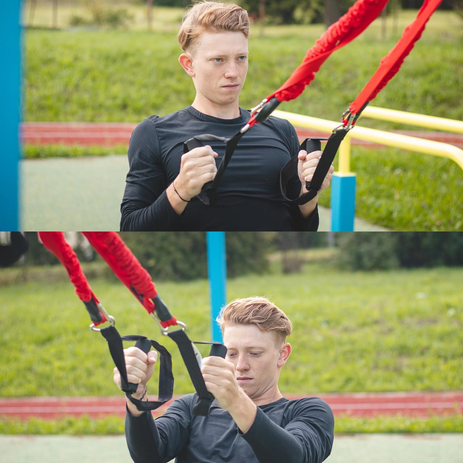 15 PCS Resistance Bands Set, 20-40lbs Exercise Tubes with Handles, Protective Nylon Sleeves, Door Anchor & Ankle Strap, Stretch Bands for Full Body Workout, Strength Training for Men & Women