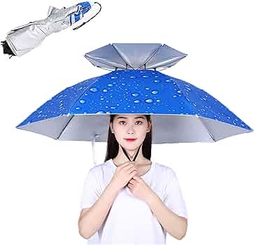 Cappello Ombrello Antivento 95cm - Parasole Mani Libere Per Esterno, Pesca E Giardinaggio - Foto 2