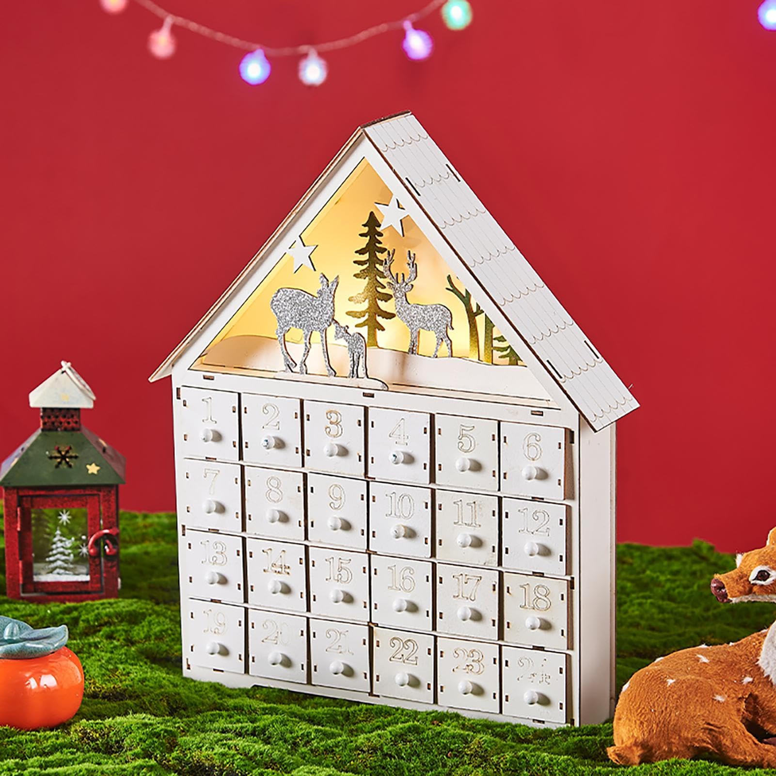Amazon.co.jp: 木製アドベントカレンダーハウス、信頼性の高い