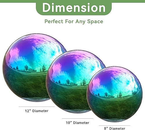 Vista 10 de Lily's Home bola espejada de acero inoxidable, color plata., 12 pulgadas, Plateado