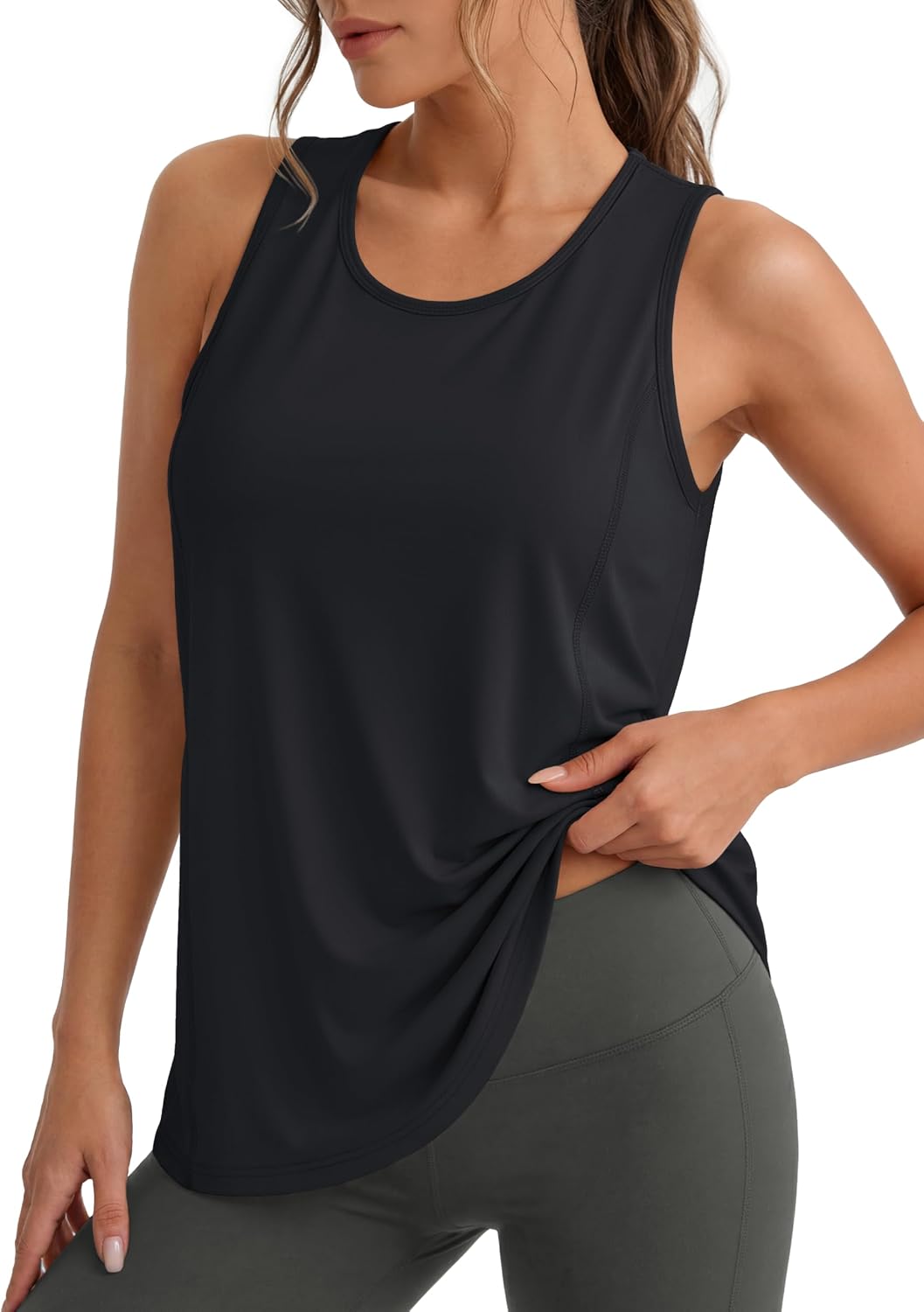 MAGCOMSEN Women's Sleeveless Workout Shirts UPF 80+ Dry Fit Running Wicking Tank Tops Athletic Gym Summer