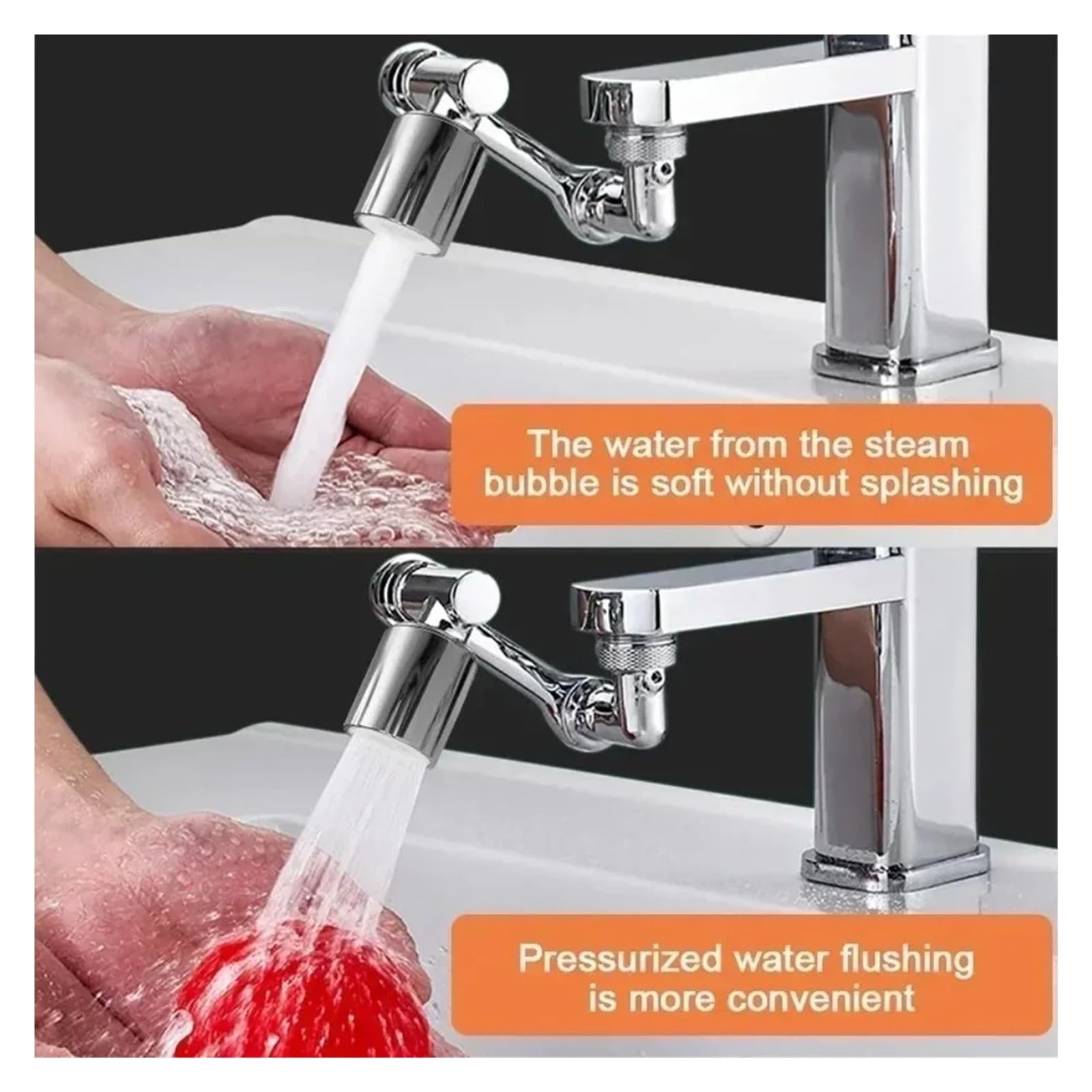 Estensore per rubinetto girevole a 1080°, 2 modalità, ugello in lega con filtro, risparmio idrico, resistente agli spruzzi, per cucina e bagno (un modello)