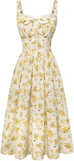SCARLETDARKNESS Women's Floral Corset Milkmaid Sundress 2026 - Boho Summer Dress with Pockets for Weddings & Vacations