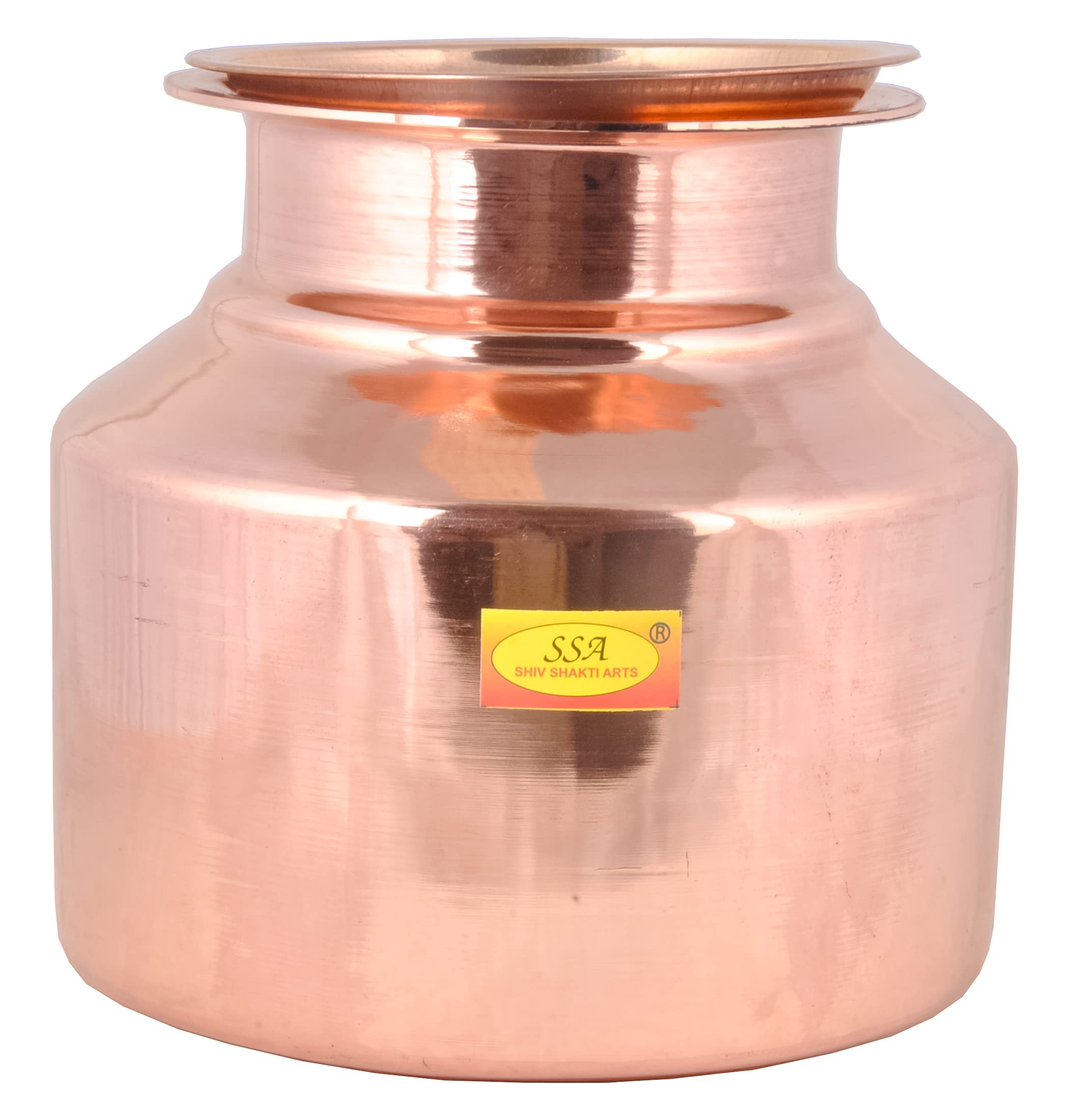SHIV SHAKTI ARTS® Pure Copper Pot | Matka Container With Lid 5.5 Litre Water Storing Capacity, Leak Proof,100% Pure Copper for Drinking Purpose