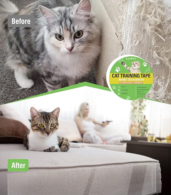 Foto 2 de 8 de Lewondr 40x300cm Protector de Muebles Adhesivo para Gatos con 50 Tornillos