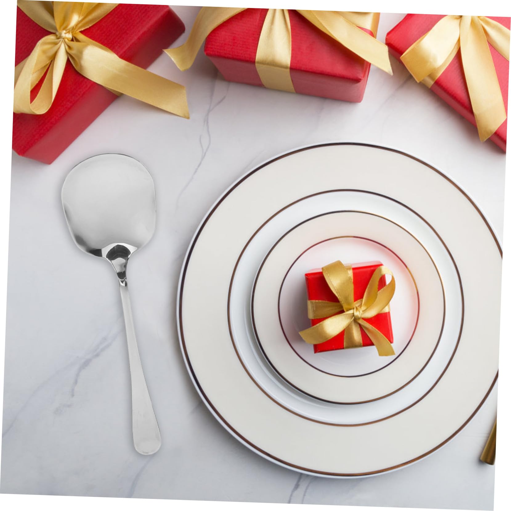 Set di 6 Cucchiai da Portata Grandi in Acciaio Inossidabile Argento | 8, 3 Pollici, Lavabili in Lavastoviglie, Presa Comoda, per Cucina, Catering, Banchetti e Riunioni Familiari