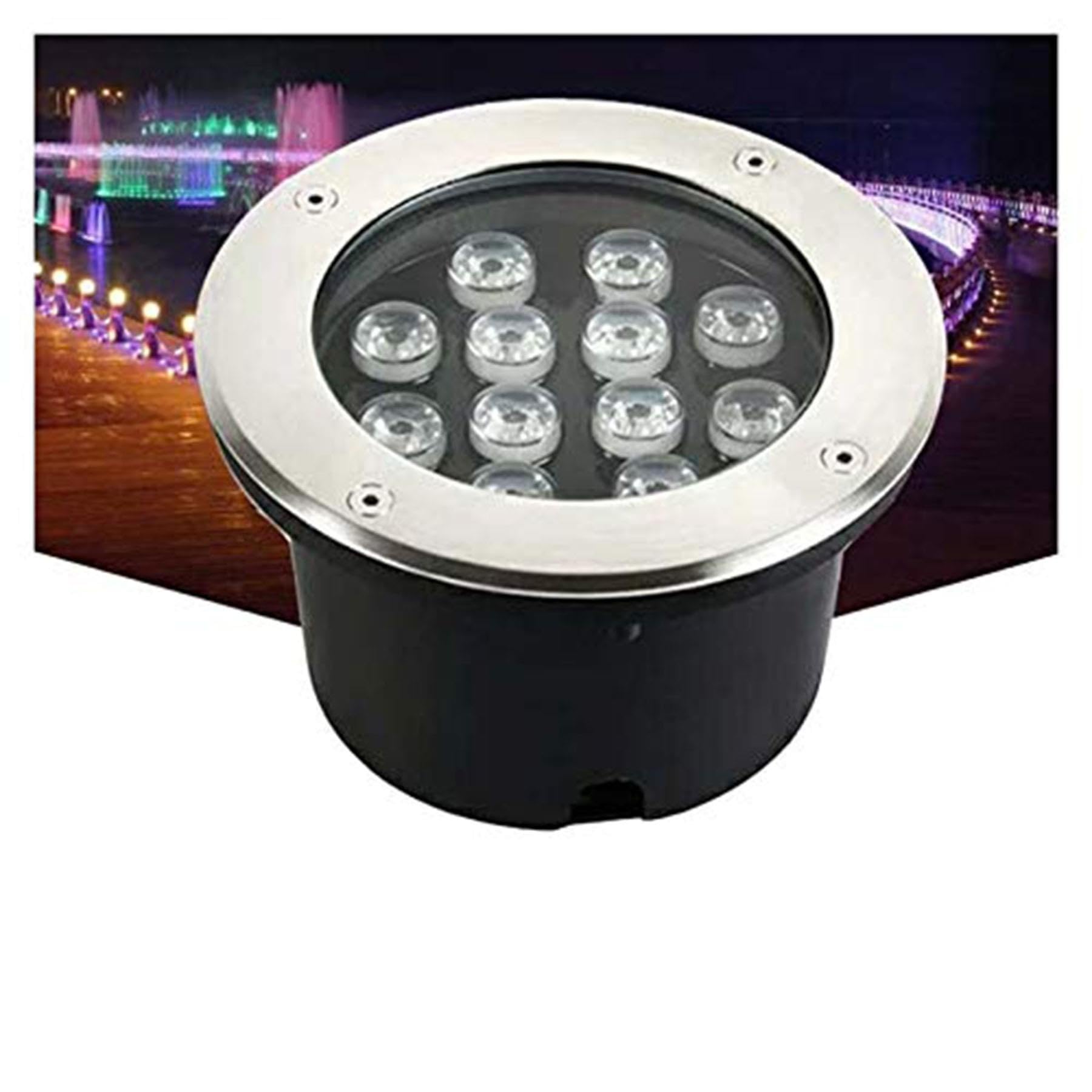 THEGA Luz LED Empotrable Exteriores - Foco Redondo Empotrable Para Jardín, Foco LED Empotrable Para Exteriores, Resistente Al Agua IP66, Lámpara De Baja Tensión AC24V Suelo(Blue,24W)