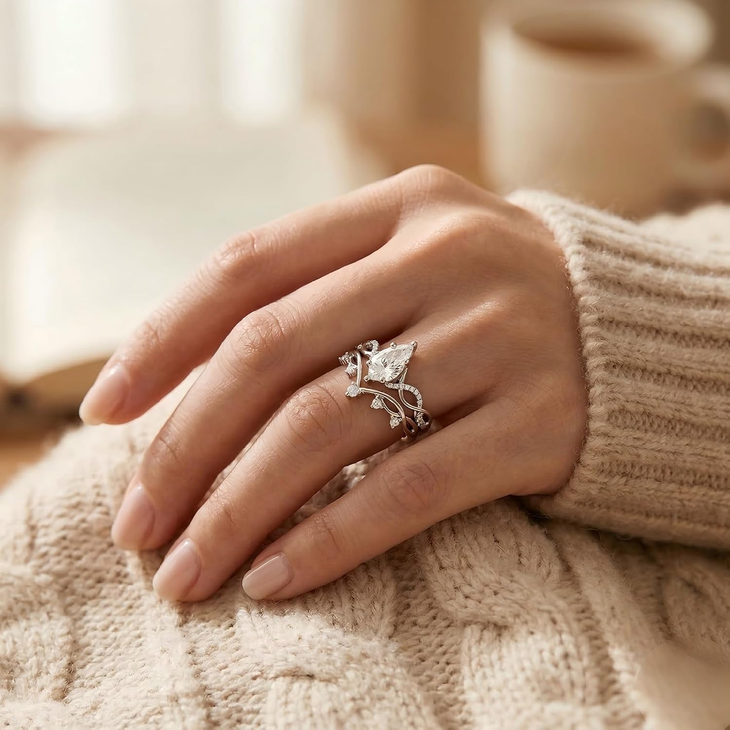 Moissanite Engagement Rings Set 1CT-4CT 925 Sterling Silver 10K Gold Custom Heart/Round/Teardrop/Oval Women Promise Ring Jewelry Gift for Wife/Mother
