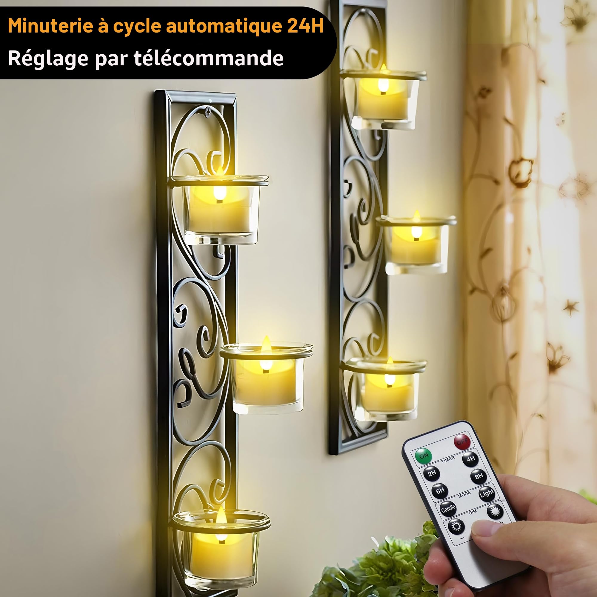 daphomeu Bougies LED rechargeables - Lot de 6, chauffe-plat LED sans flamme avec télécommande et minuterie de 24h, bougies de prière à piles pour décorations de mariage, d'Halloween et de Noël