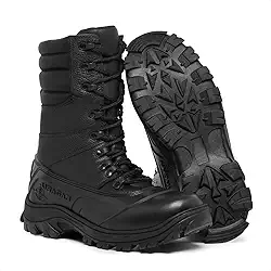 Coturno Militar Couro Preto Masculino/Feminino com Palmilha em Gel e Solado Antiderrapante – Cano Médio - Titan