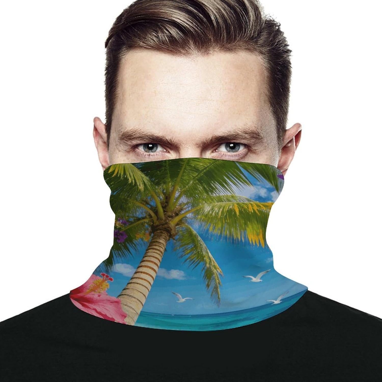 Perfect Paradise Tropical Palm Tree Floral Neck Gaiter Face Mask for Men And Women Breathable Dustproof Face Cover Scarf for Outdoor Sports Sun Protection Bandana for Fishing Hiking