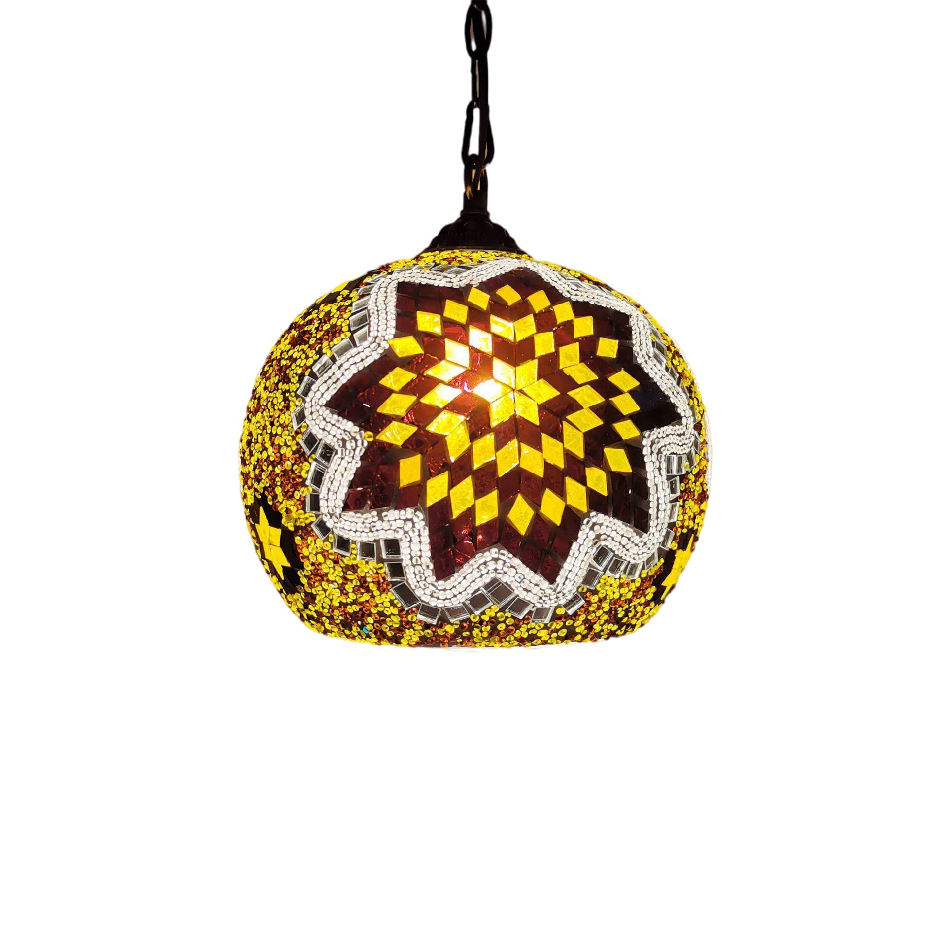 METTEOR Turkish Moroccan Mosaic Plug In Swag Pendant Lamp Light Fixture Plugged Tiffany Chandelier For Hallway Aisle Porch Stairway Closet,8 Comfort (8 A)