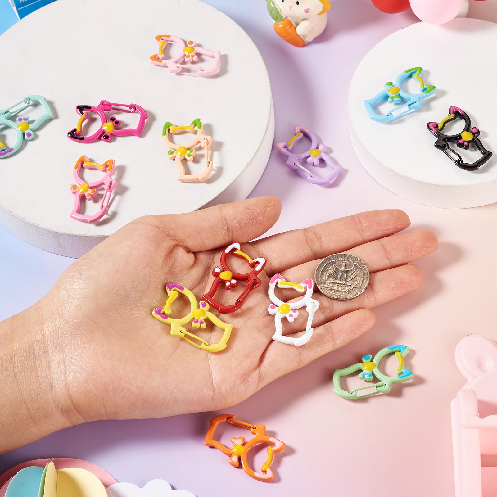 Amazon.co.jp: Beadthoven カラビナ ネコ型 キーホルダーパーツ