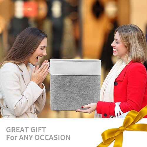 Miniatura 8 de Bagnizer 13x13 Cajas de almacenamiento cúbicas, caja de almacenamiento plegable de tela, paquete de 4 cestas de armario con asas para organizar,