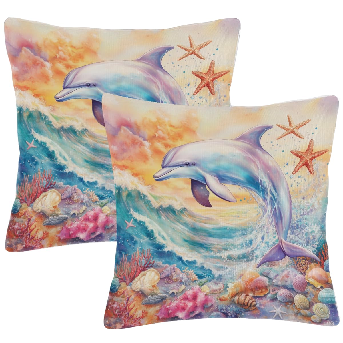 Housses de coussin carrées Dolphins pour redonner vie à vos vieux coussins