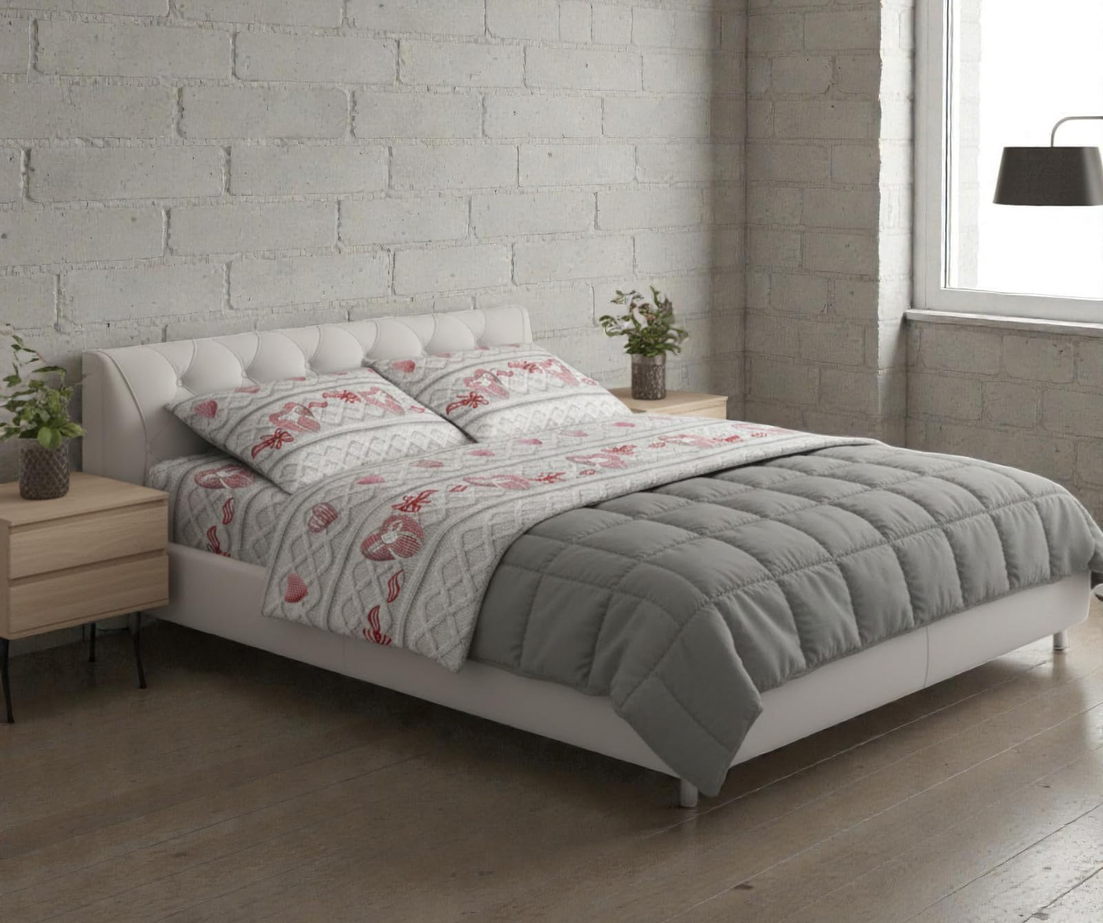 L'Emporio Casa Set Lenzuola in Flanella, Cotone Italiano 100% Pettinato, Anti-Pilling Varie Misure (Fiocco, Una piazza e mezzo)