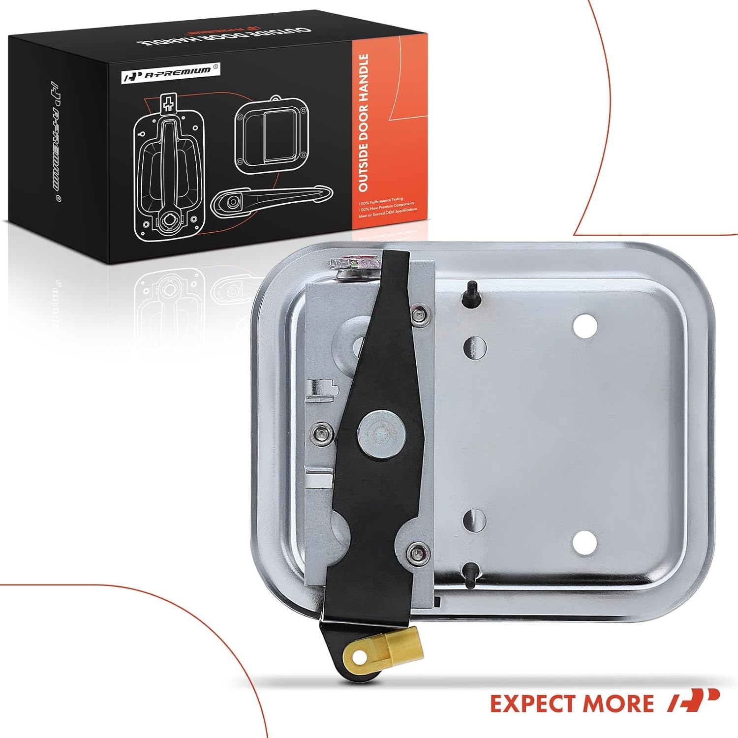 A-Premium Front Driver Side Interior Door Handle Compatible with Western Star 4900 1986-2002, 4900E 1997-2002, 4900EX 4900FA 4900SA 2002, Chrome, with 4 Small Hole