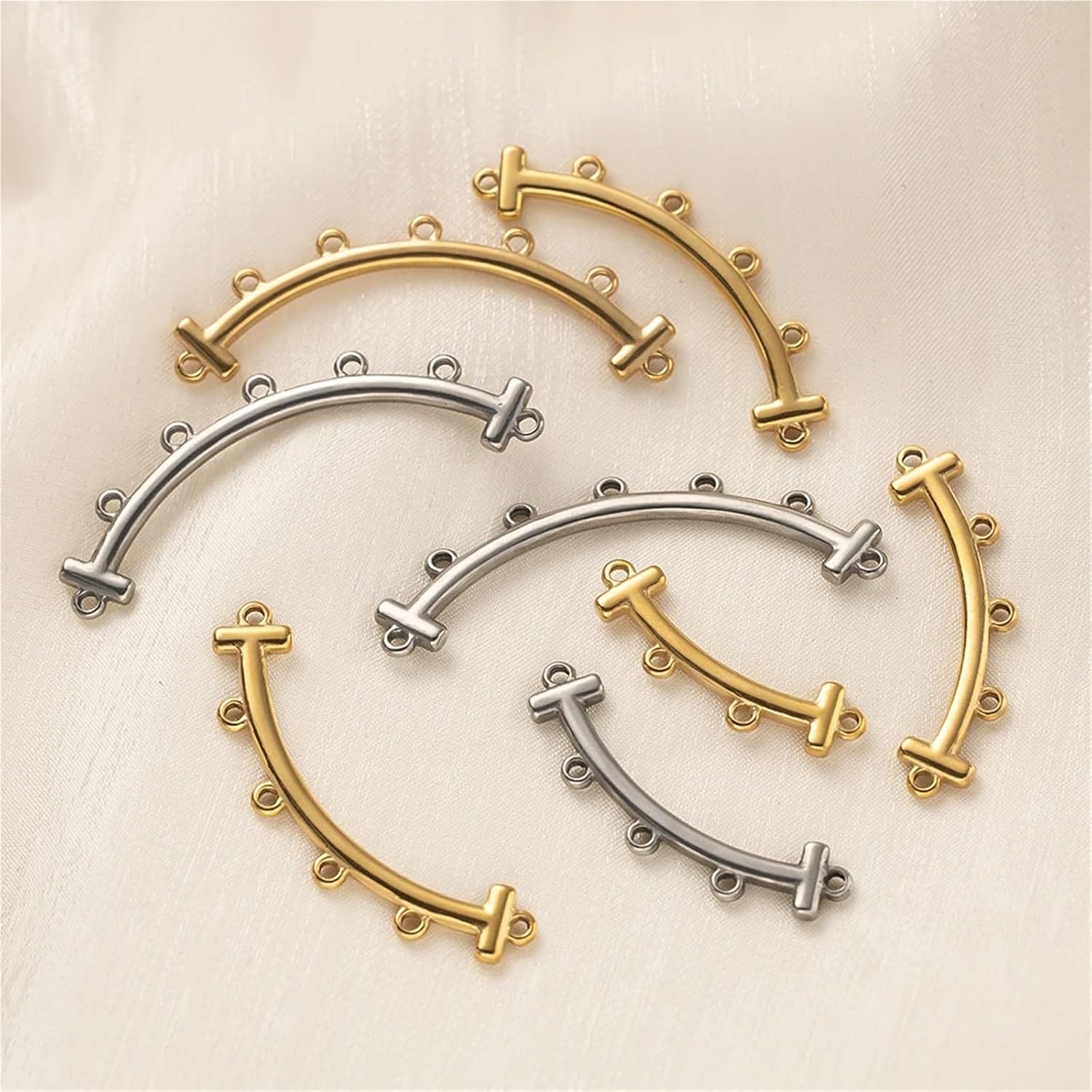Multi Necklace Clasp 50Pcs Stainless Steel Necklace Slide Clasp Lock Multi Strand Connectors for DIY Layered Bracelet Necklace Jewelry Crafts Making(Steel 5 Hole)