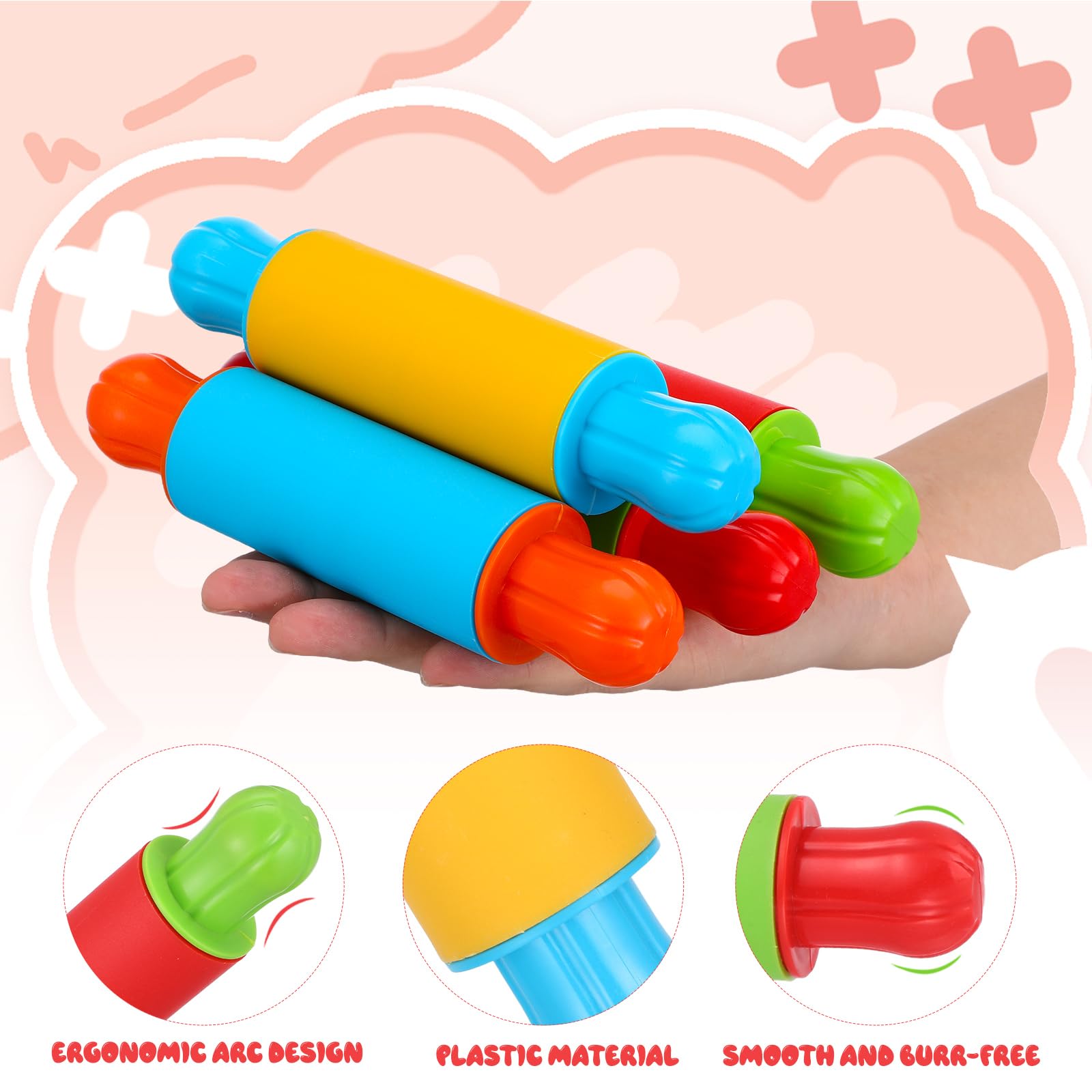 4pcs Clay Rolling Pin Soft Clay Plasticine Dough Modelling Roller Sticks Children Clay and Dough Playing Tools Kids Playdough Kit