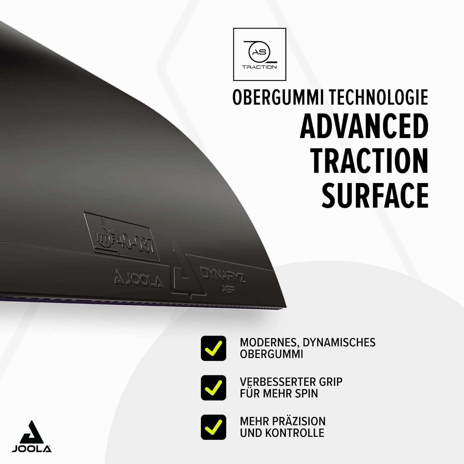 JOOLA AGR TGRUB022 Table Tennis Rubber, Soft Backing, Spin, Speed Grip, Response Performance, Impact, for Advanced, Dynalize