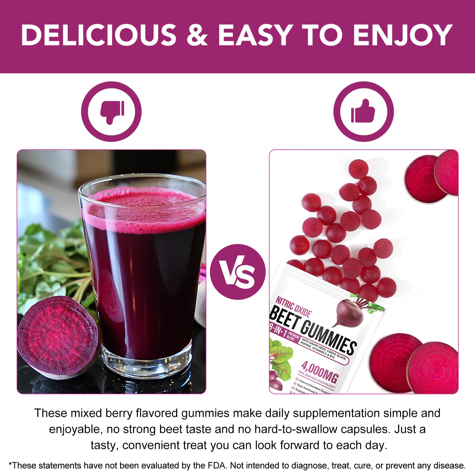 Beet Root Gummies, 8 in 1 Beetroot Gummies with CoQ10 & Grape Seed Extract — Amazon image 5