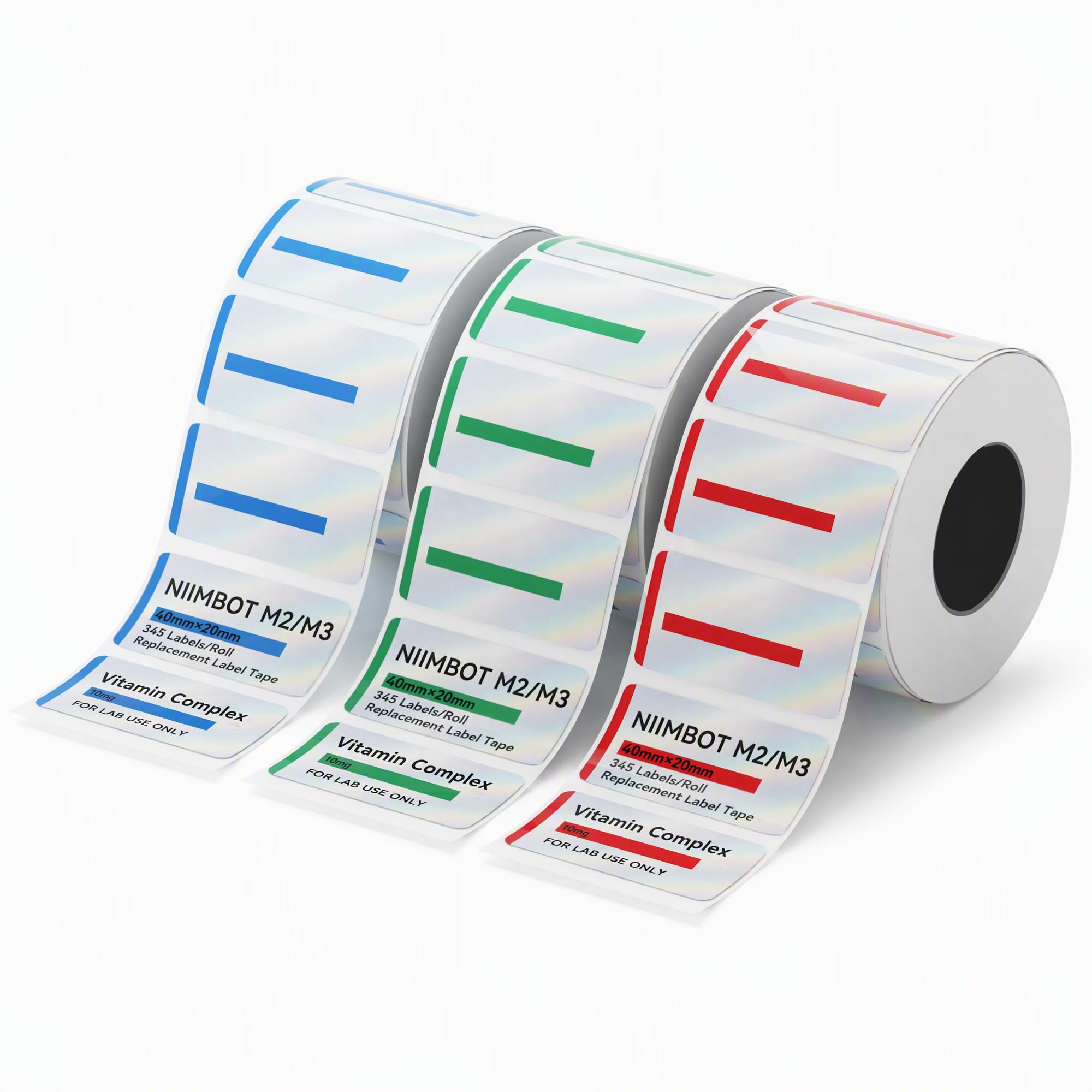 NIIMBOT M2/M3 Thermal Transfer Labels 3 Rolls 1.57''×0.79'' Multi-Color Set — image 1