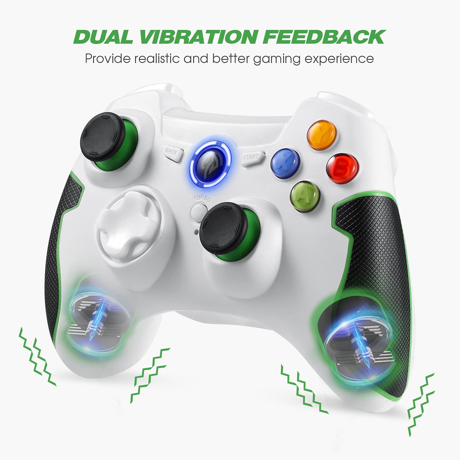 EasySMX Wired Gaming Controller,PC Game Controller Joystick with Dual-Vibration Turbo and Trigger Buttons for Windows PC/ PS3/ Android TV Box/Tesla(Black)