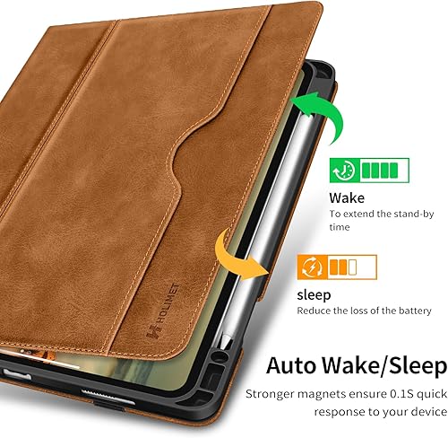 Miniatura 16 de H HOLIMET Funda para iPad Pro 12.9 2022 6ª/5ª/4ª/3ª generación con soporte para lápices, bolsillo, soporte tipo folio, tapa trasera de TPU suave, a