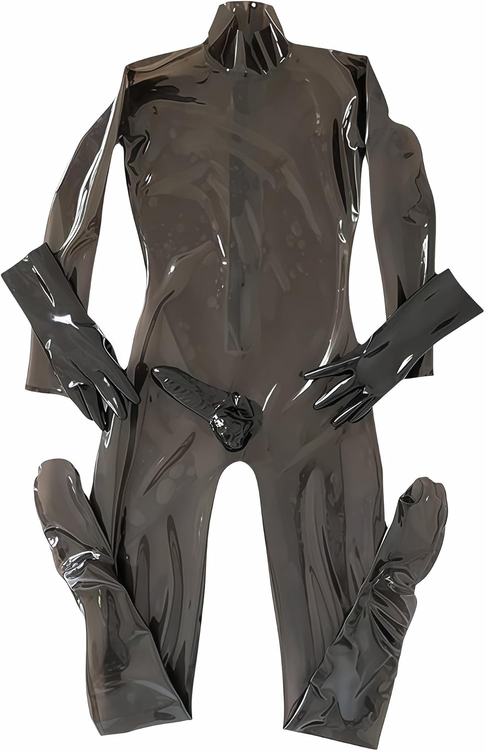 Transparent Latex Catsuit with Gloves Socks Back Zipper Rubber Bodysuit Jumpsuit